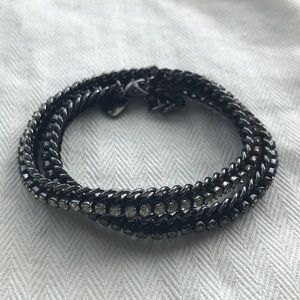 Stella & Dot Hematite & Rhinestone Wrap Bracelet
